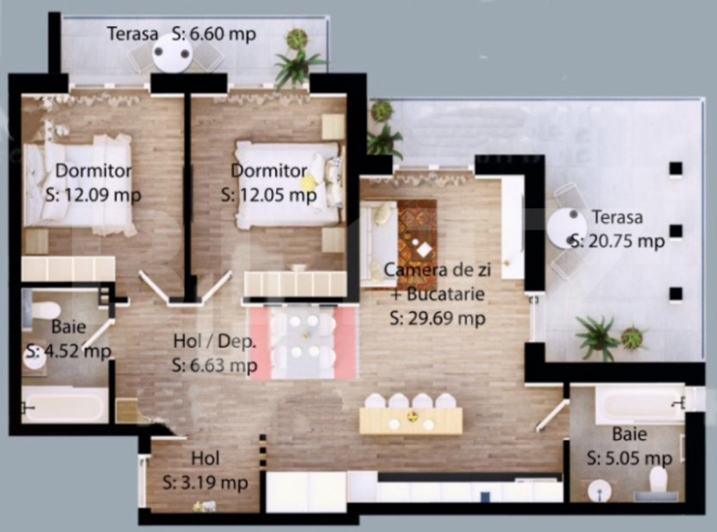 APartament cu 3 camere, 73 mp utili, zona Careiului