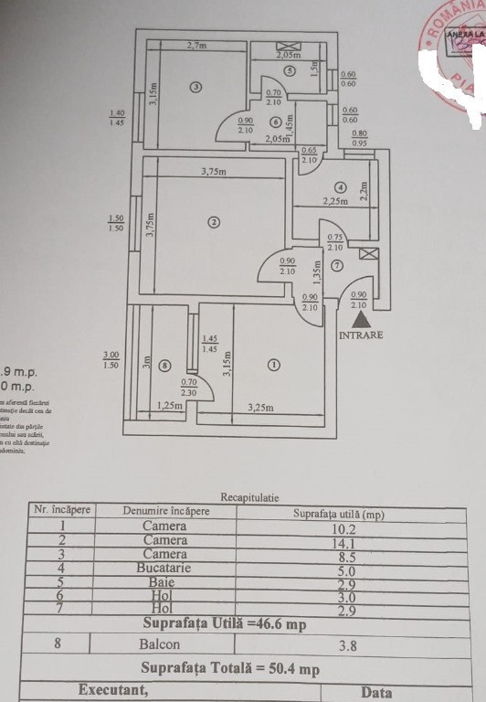 Apartament 3 camere, pregatit pt.renovare,etaj 2,Darmanesti,Al.Ulmilor