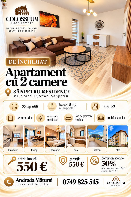 Apartament 2 camere de inchiriat | Sânpetru Residence