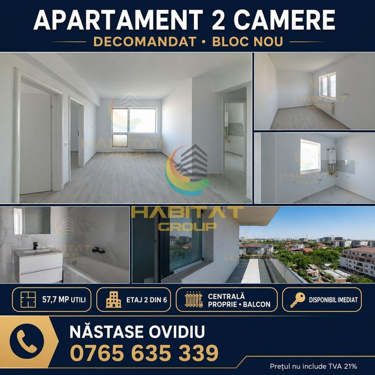 Apartament 2 camere Bloc nou, mutare imediata