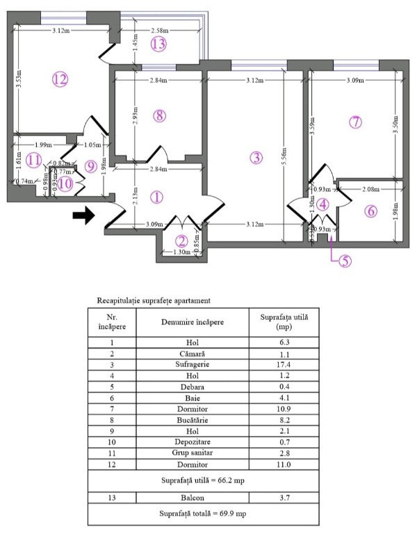 Proprietar, vand apartament 3 camere, 2 bai, Mega Mall