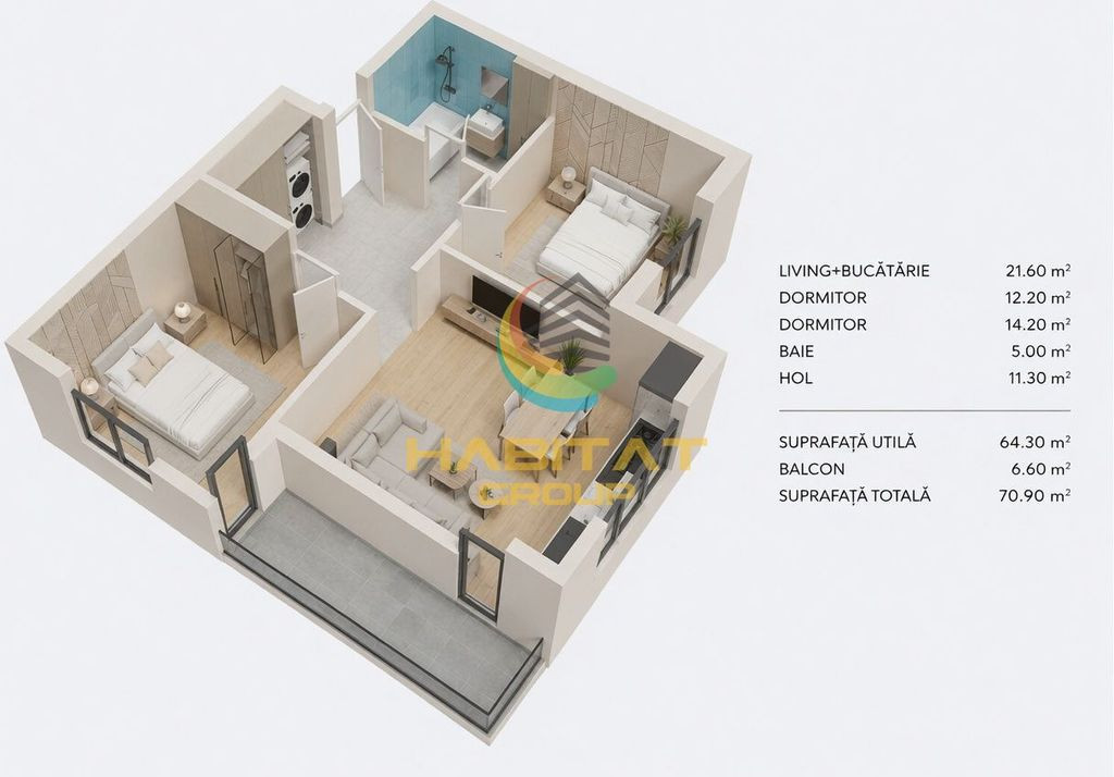 Apartament 3 camere | 77 mp - Popești Leordeni | Metrou Berceni
