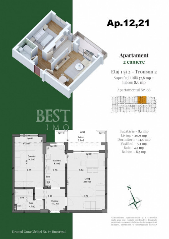 2 Camere Premium | Avans 15% | Bloc Nou | Credit Ipotecar