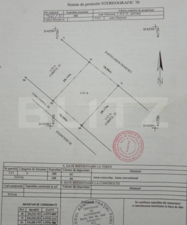 Teren extravilan, 488 mp, zona Ghercesti - str. Aviatorilor
