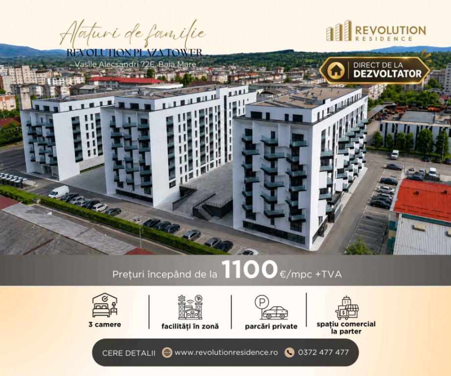 NEW! COMISION 0% Apartamente 3camere -Vasile Alecsandri 72E, Baia Mare