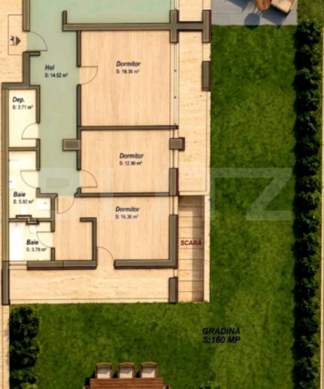 Apartament cu 4 camere, 111 mp utili, gradina de 160 mp, zon