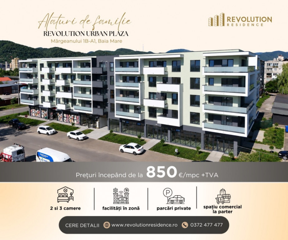 COMISION 0% - Apartamente 2 si 3 camere - Margeanului 1B-A1, Baia Mare