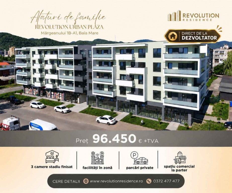 COMISION 0% - Apartament finisat 3 camere - Margeanului 1B, Baia Mare
