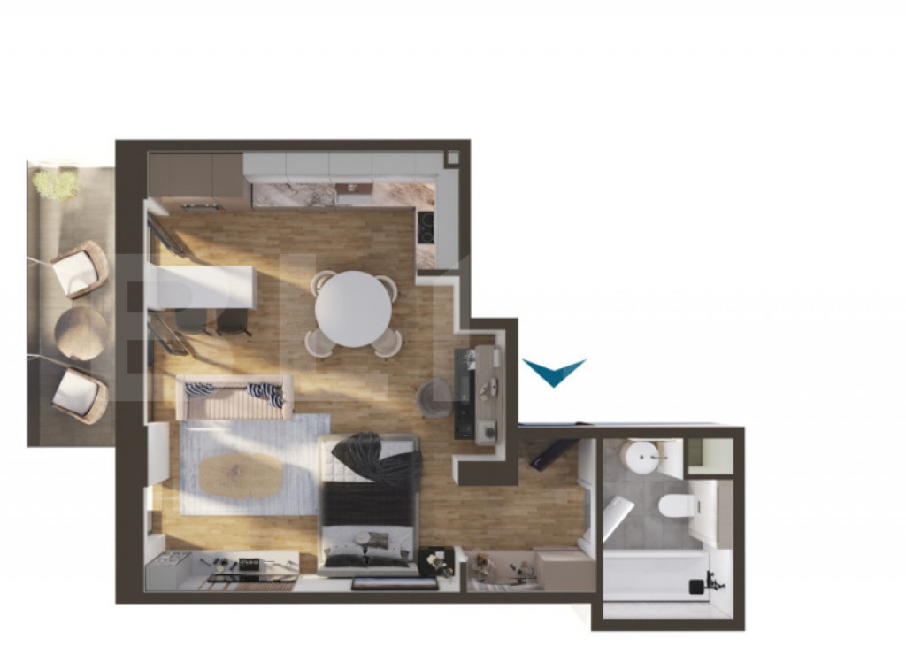 Revanzare,Apartament o camera, 39 mp, etaj 1, Bloc premium,