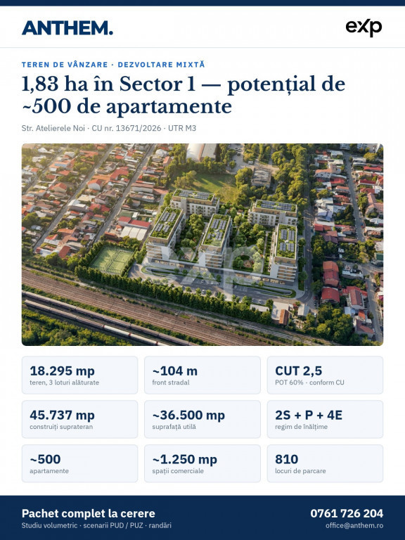 Teren dezvoltare rezidențială 18.295 mp — Sector 1, Bucu