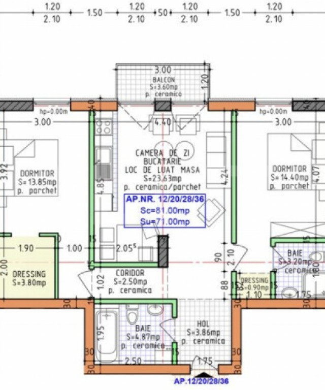 Apartament 3 camere, 71 mp, zona Calea Moldovei