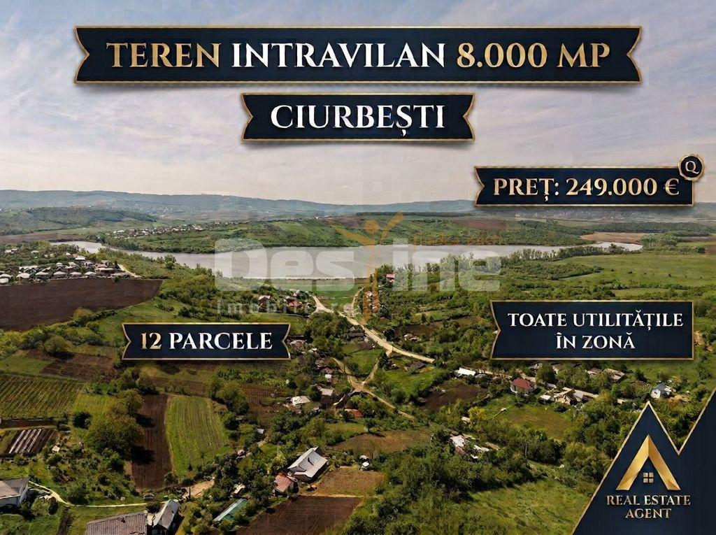 Teren parcelat intravilan 8000 mp vedere spre Lac Ciurbești