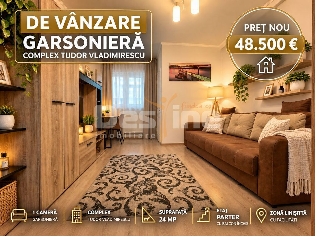 Garsonieră renovată 24 mp balcon Centrală Tudor Vladimirescu