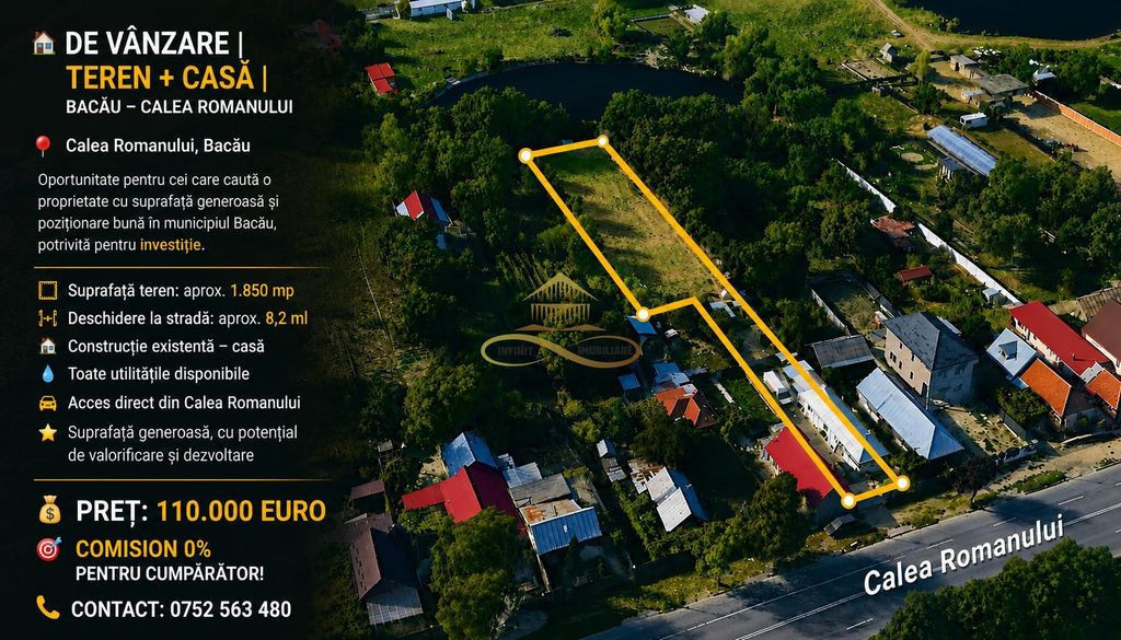 Teren + Casă de Vânzare Bacău, Calea Romanului – 1.850 mp