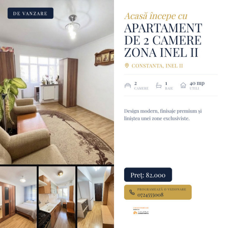 Apartament de 2 camere de vanzare in zona Inel II