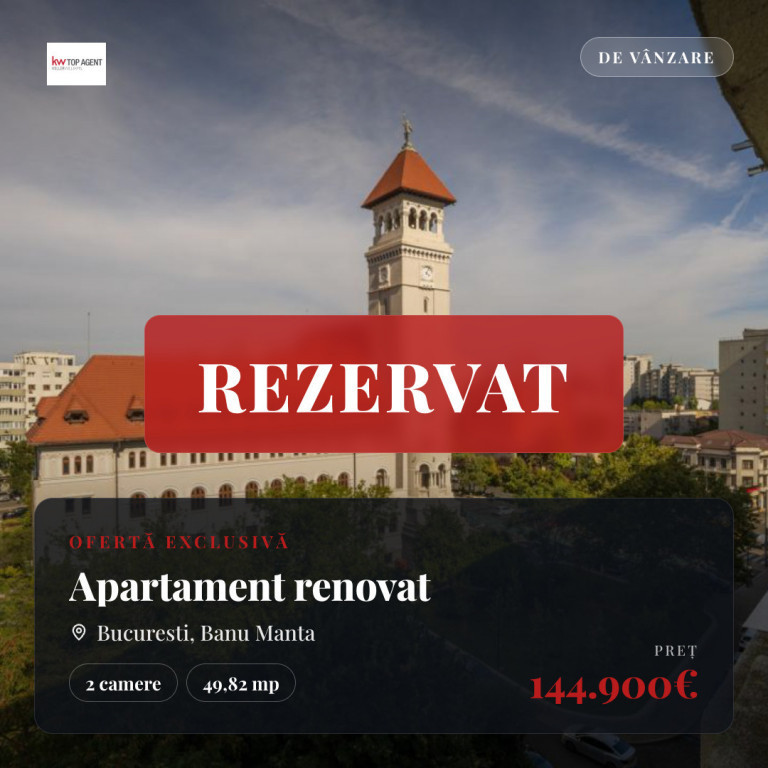 2 camere Banu Manta/Decomandat/Renovat 2026/Bloc reabilitat/
