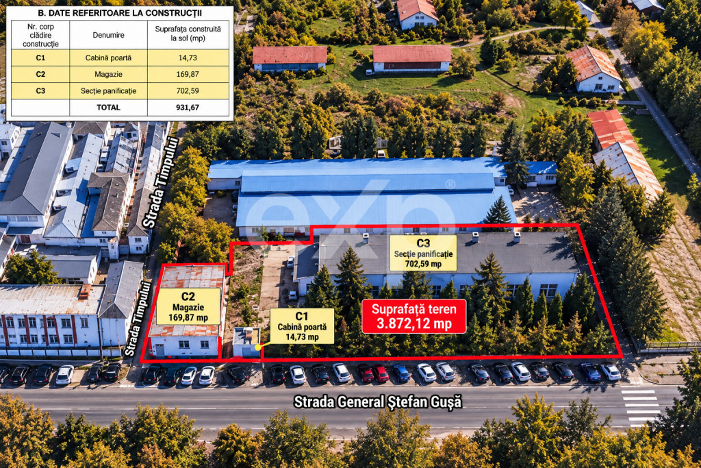 Proprietate de vânzare pentru investiție–teren 3874mp+co