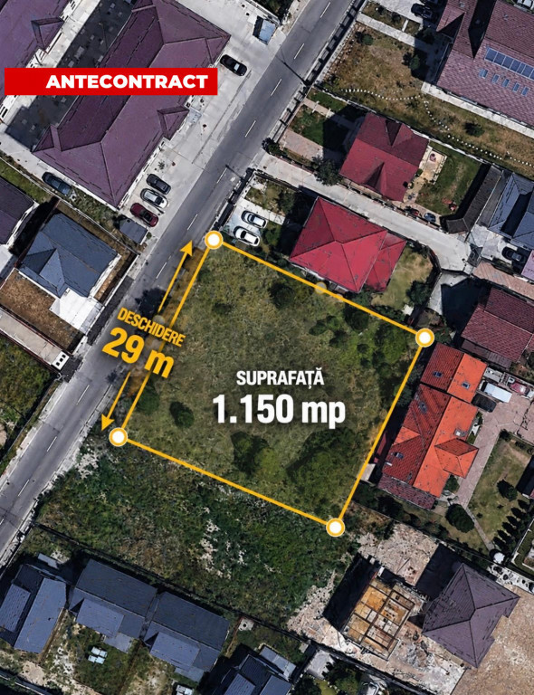 Teren intravilan Gavana Platou - 1150 mp, deschidere 29 m, R