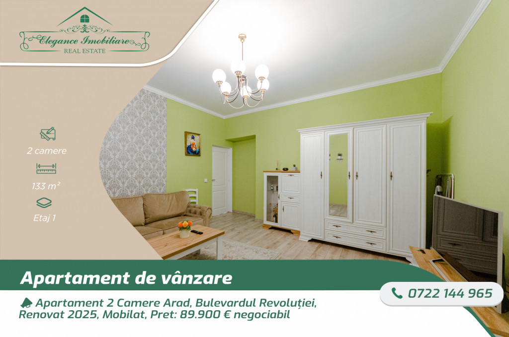 Apartament 2 Camere Arad, Bulevardul Revoluției, Renovat 20