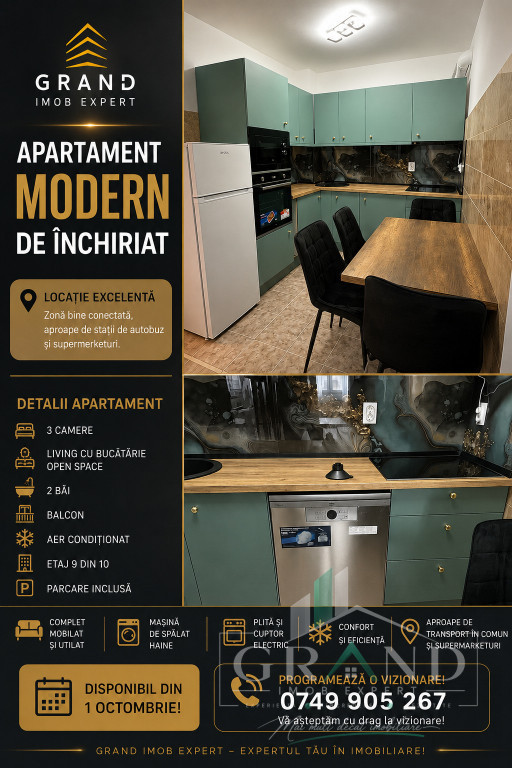 Apartament 3 camere | 70 mp | Parcare inclusă | Zona blocul