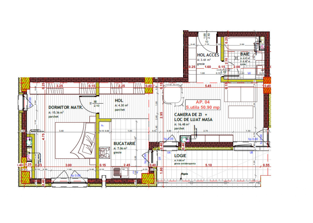 Apartament 2 camere semifinisat 50 mp,logie 10 mp, lift in Floresti