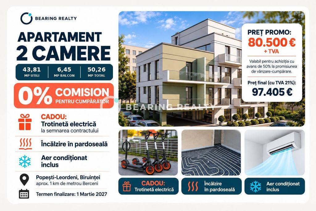 0% comision | 2 camere compact | metrou Berceni