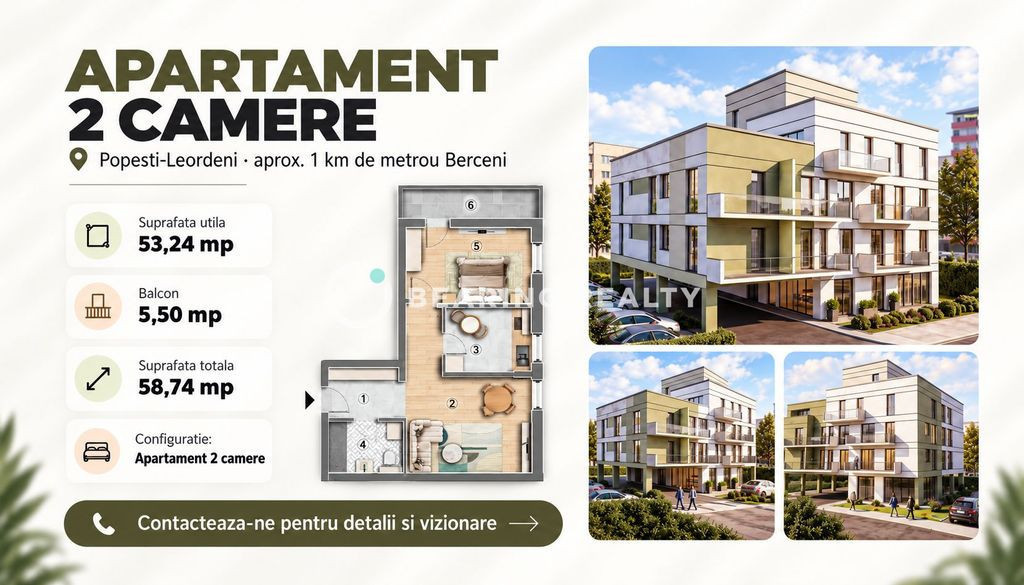 2 camere spatios | Bloc boutique | Biruintei | Popesti Leordeni