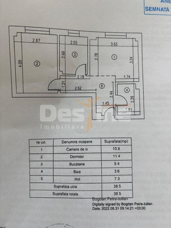 APARTAMENT 2 CAMERE DECOMANDAT AN CONSTRUCTIE 2023