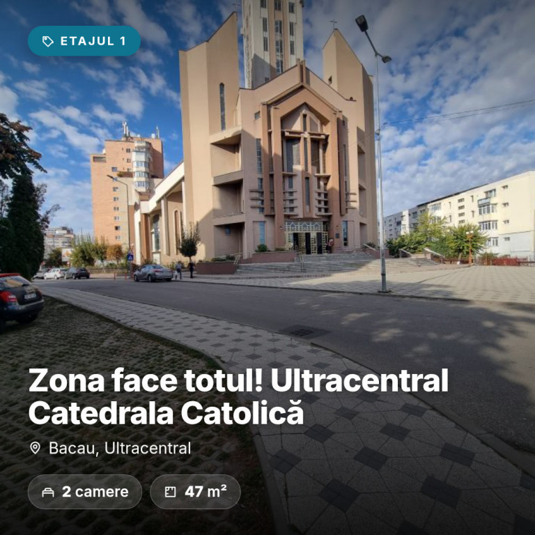 Ultracentral-Catedrala Catolică- Apartament 2 camere la eta