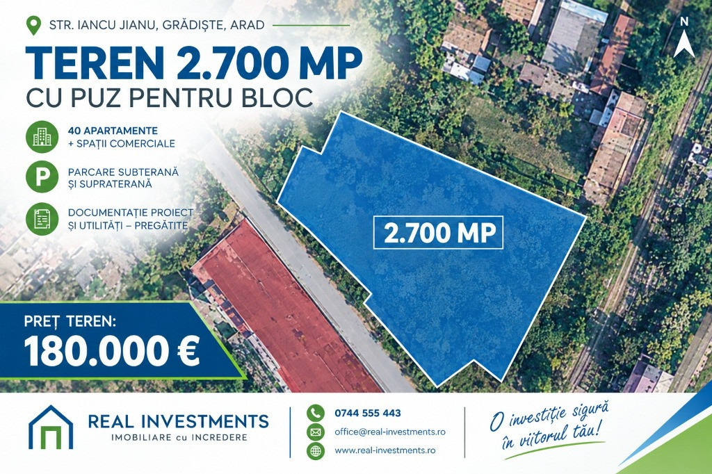 Vand teren 2700 MP zona Gradiste cu PUZ pentru bloc ID:43659