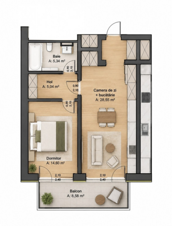 Apartament 2 camere 53.53 mp zona Gheorgheni, Cluj