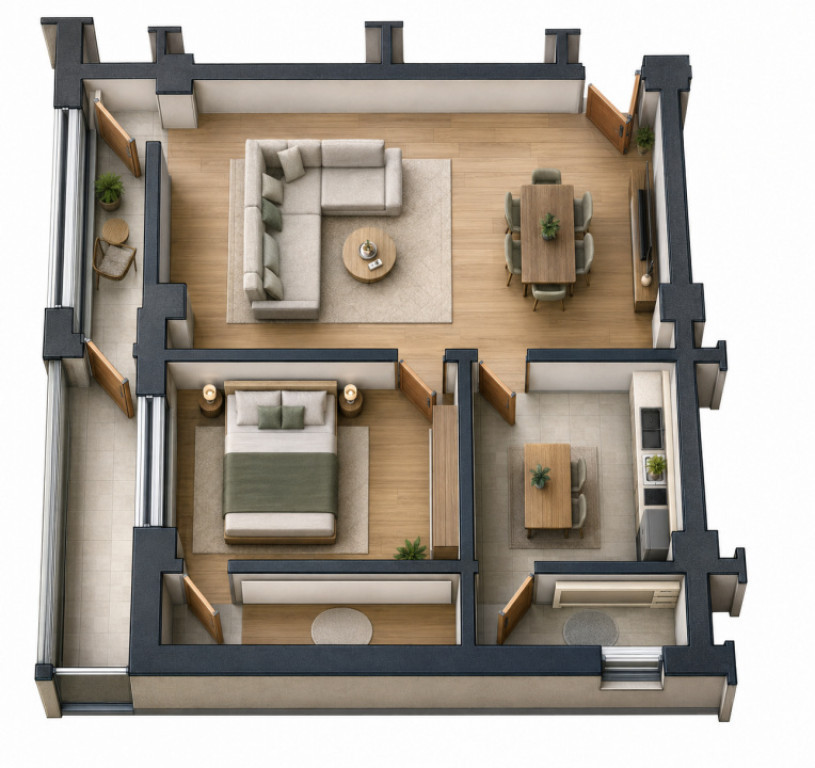 Apartament 2 camere, 57 mp utili Preajba - 0% comision la cu