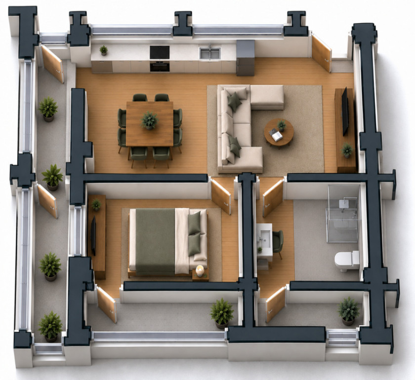 Apartament 2 camere open space Preajba - 0% comision la cump