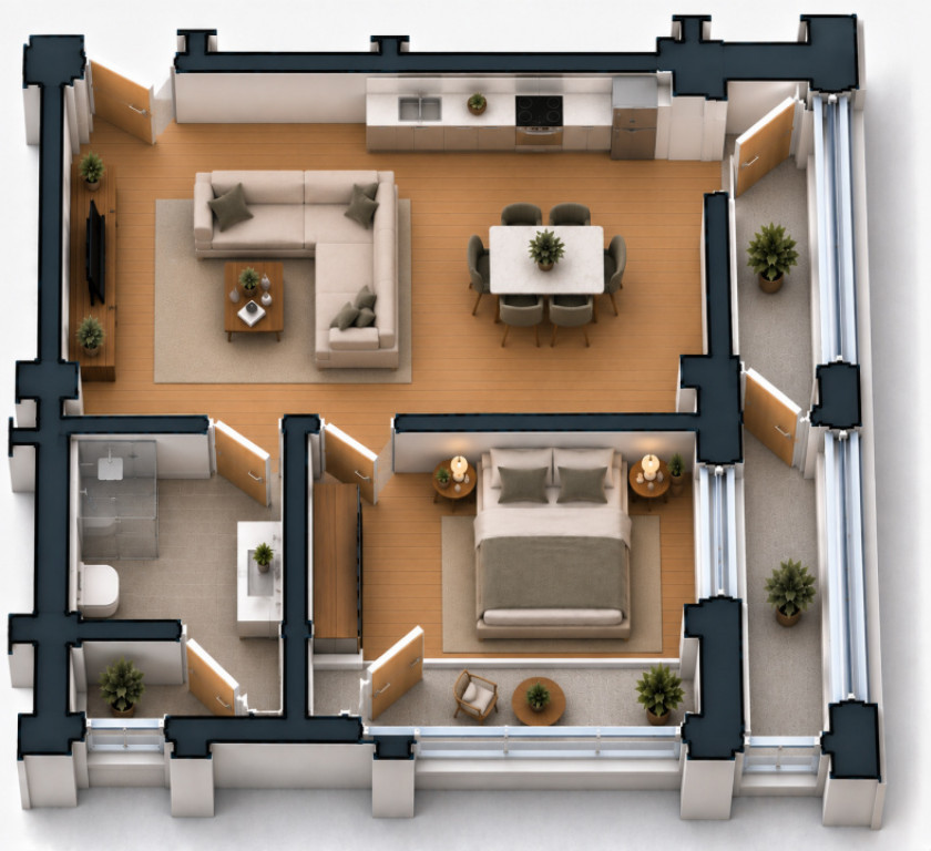 Apartament 2 camere, 57 mp utili Preajba - 0% comision la cu