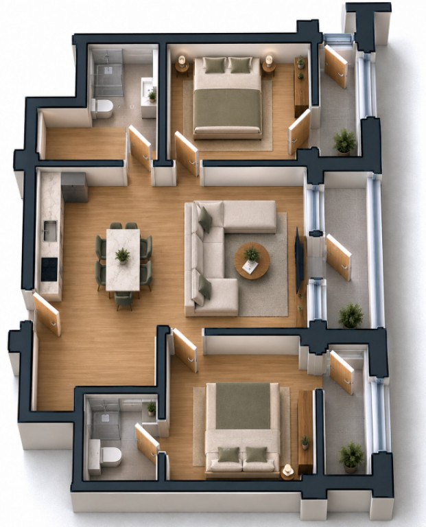 Apartament 3 camere open space Preajba - 0% comision la cump