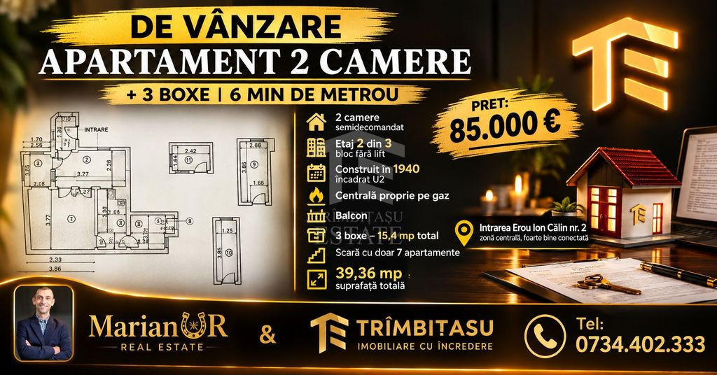 De Vanzare Apartament 2 camere Metrou Stefan cel Mare, Eminescu