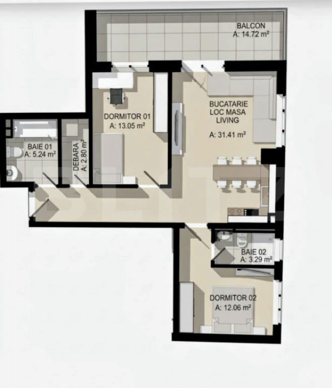 Apartament 3 camere, 67.85 mp, parcare, zona Eroilor