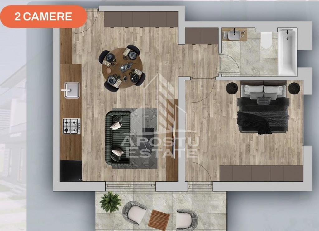 Apartament de vânzare cu 2 camere în Chisoda/Giroc