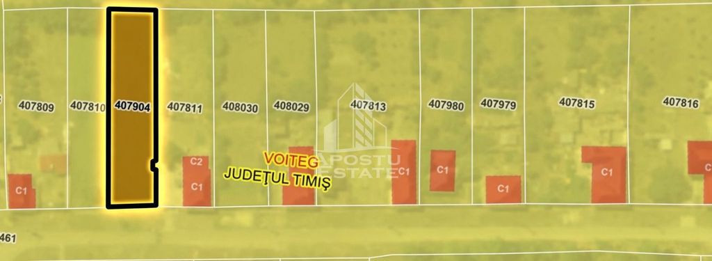 Teren 825 mp Voiteg, front stradal 14 m – ideal casă individuală