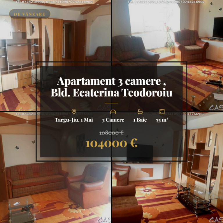 Apartament 3 camere, situat în Târgu Jiu, Str. G-ral Chris