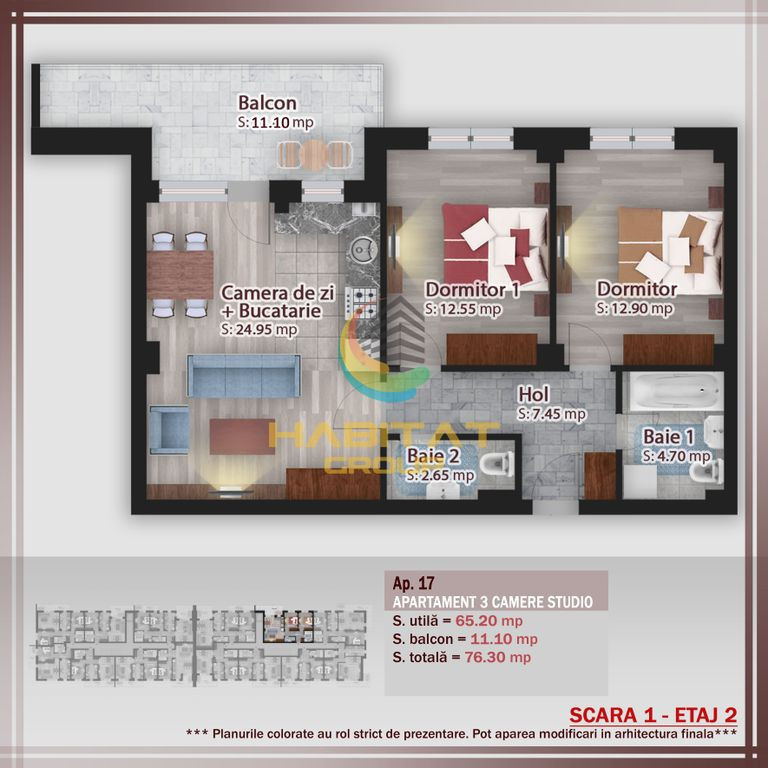 Apartament 3 camere - zona Pallady