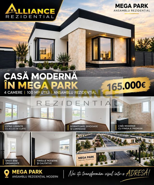 MEGA PARK - Casa Parter/ 4 camere / 3 dormitoare / 2 bai - 452mp teren