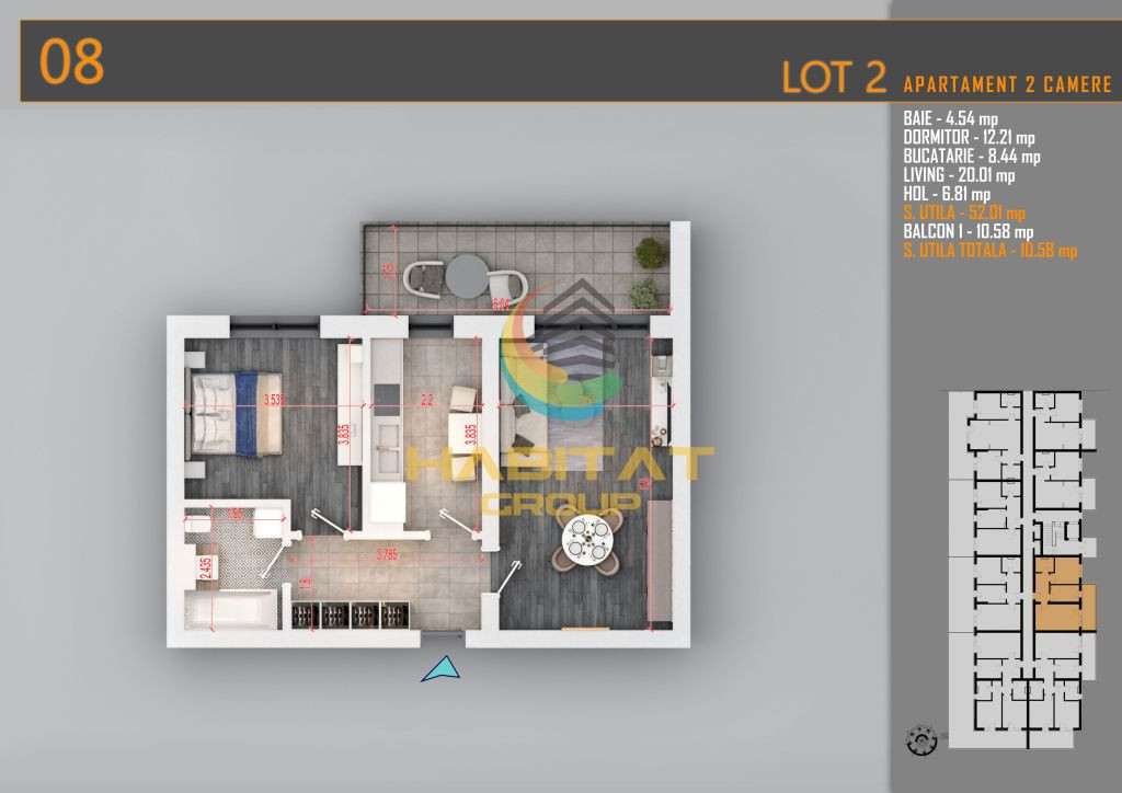 Apartament 2 camere - metrou Nicolae Teclu