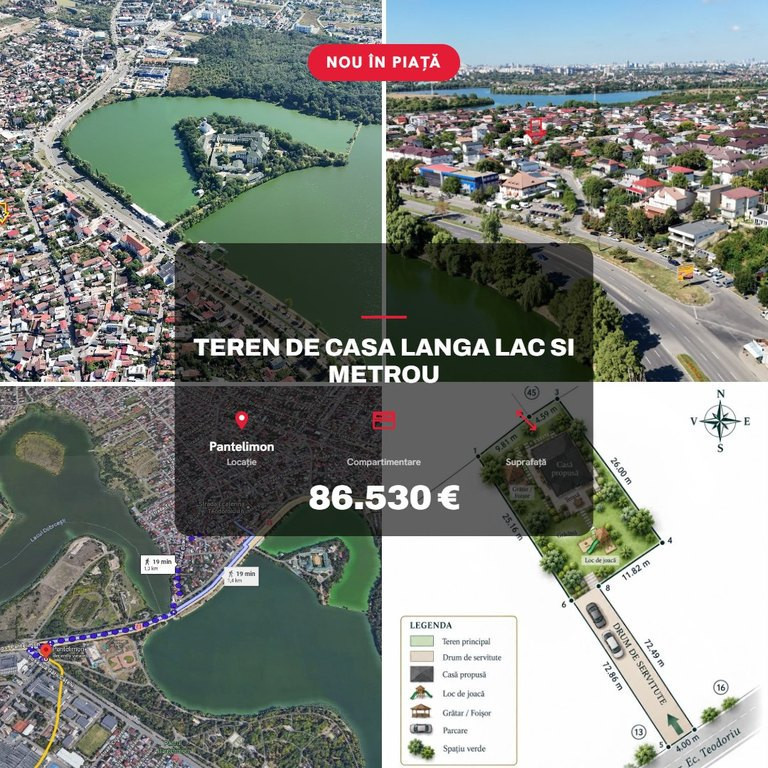 Teren pe malul Lacului Pantelimon 392mp front 22m langa cartier Titan