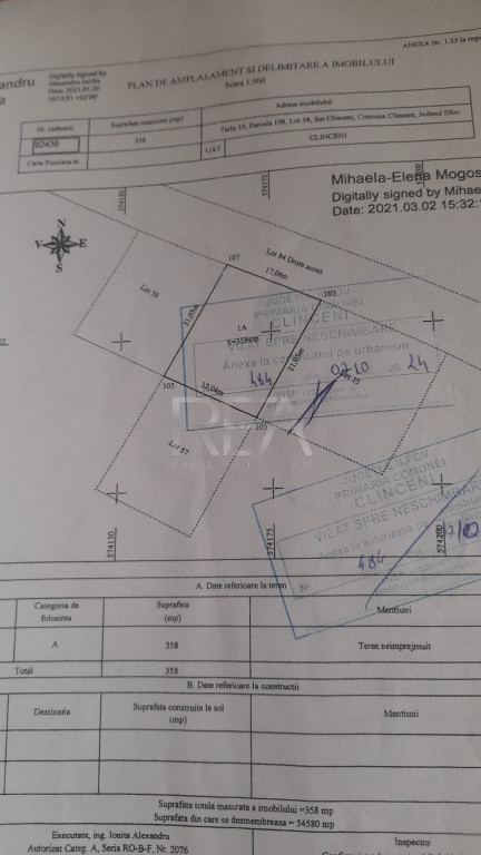 TEREN DE VÂNZARE ÎN CLINCENI – STRADA STADIONULUI | 358