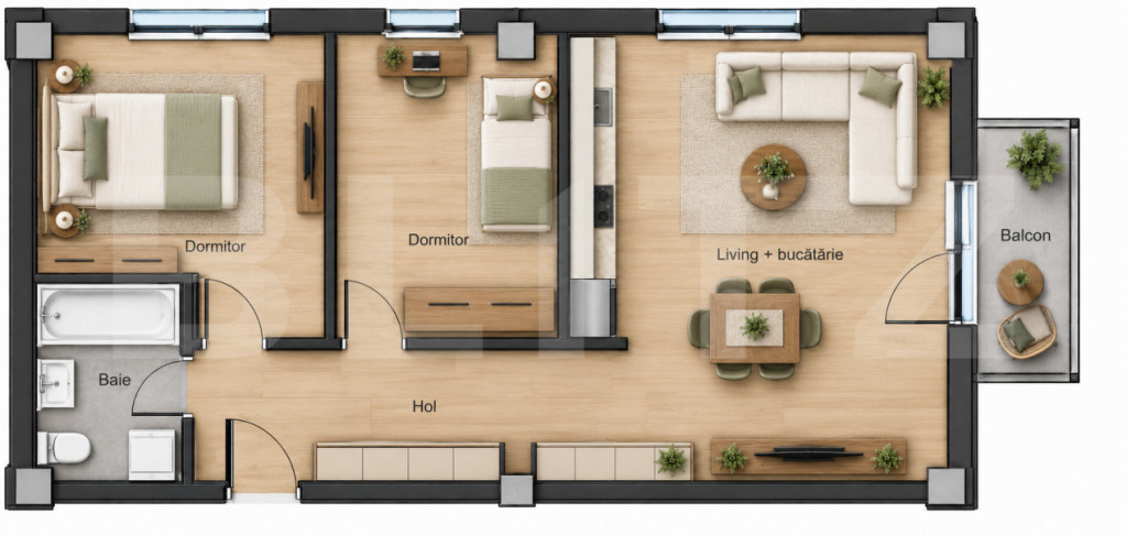 Apartament cu 3 camere și balcon- Rate direct la dezvoltato