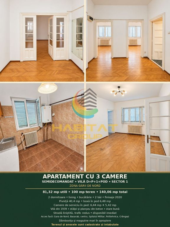 Apartament spațios cu 3 camere în vilă zona Gara de Nord