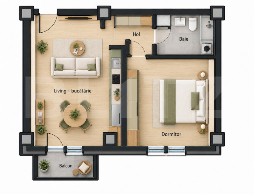 Apartament 2 camere,55 mp + 3.6 mp balcon, zona Nord-Est