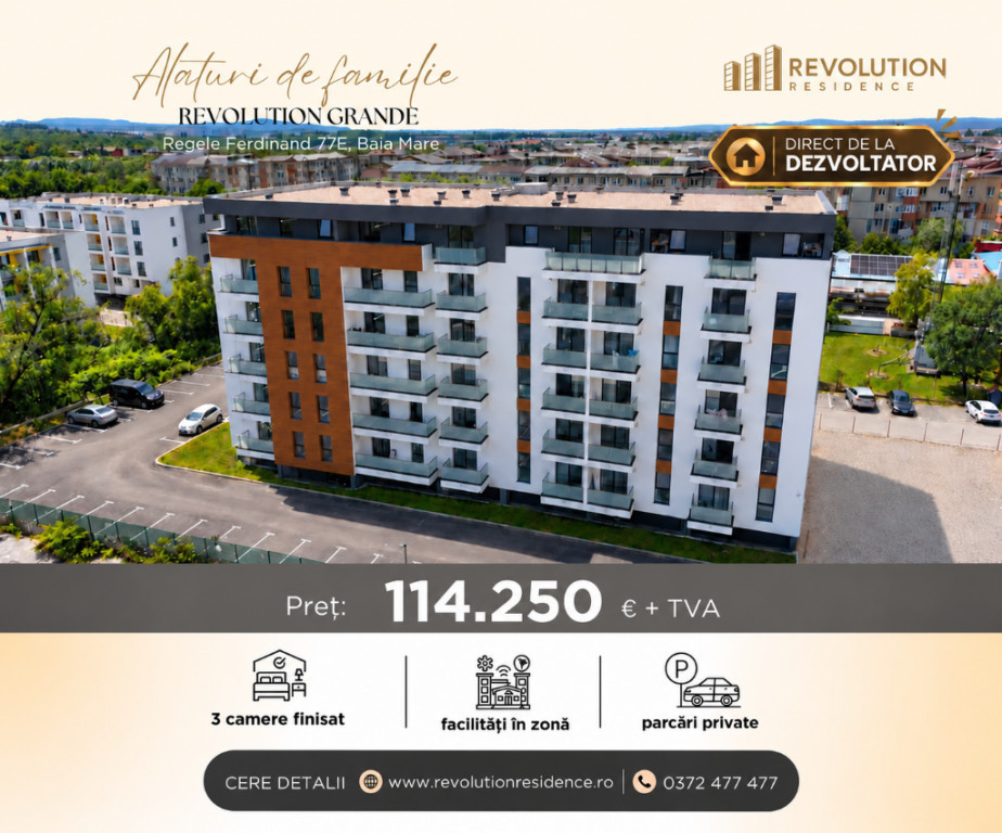 Apartament 3 camere finisat - Regele Ferdinand 77E, Baia Mare