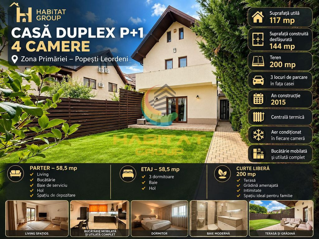 Vânzare Duplex P+1 | 4 camere | Popești Leordeni | Echinocțiului